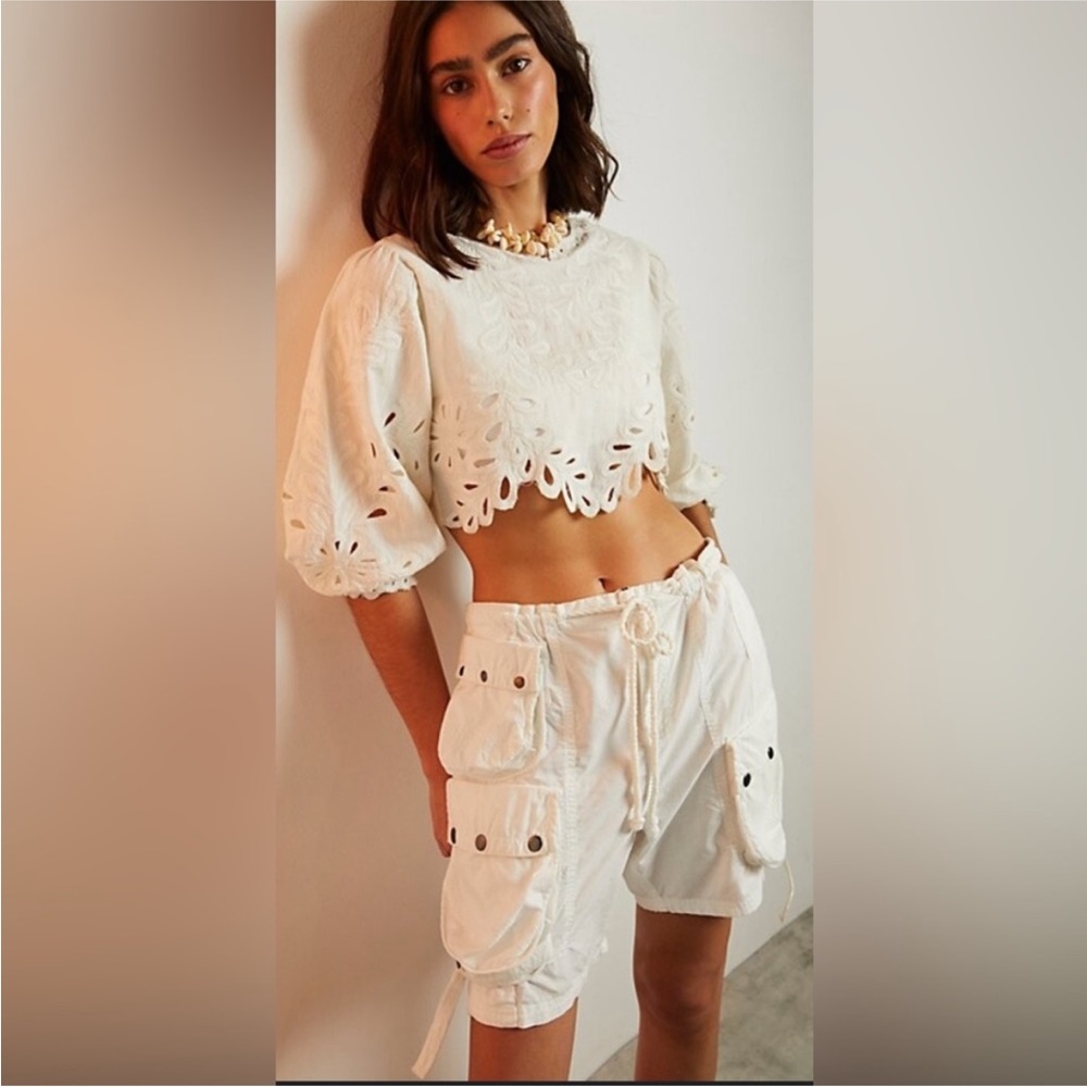 Free people Wild Bay Parachute Shorts in WHITE - Multiples - NWOT